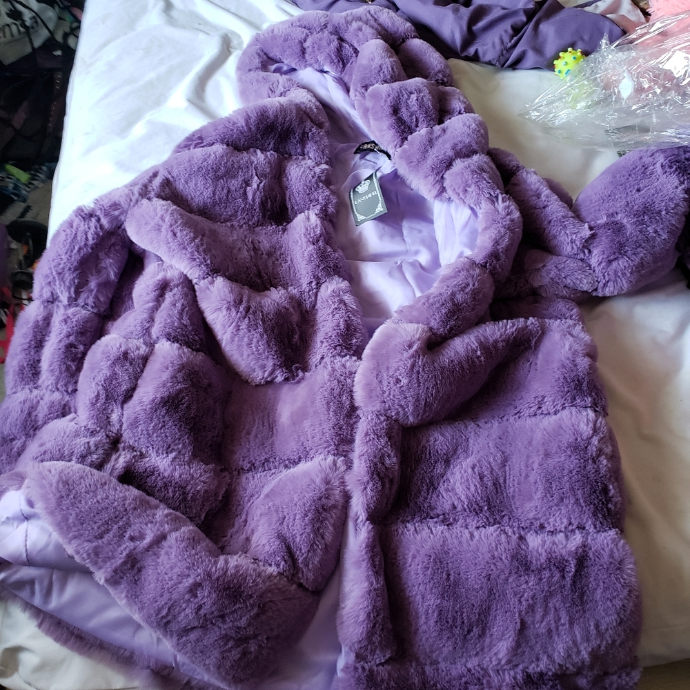 Purple fur coat